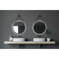 Talos - Black Light Badspiegel, Dekospiegel, rund, � 50 cm - Badezimmerspiegel - hinterleuchtete mit led Beleuchtung in neutralwei� - matt schwarz von TALOS