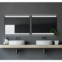 Talos - Black Shine Badspiegel 80 x 60 cm - Badezimmerspiegel mit led Beleuchtung in neutralweiß - matt schwarz - an-aus Taster am Rahmen von TALOS