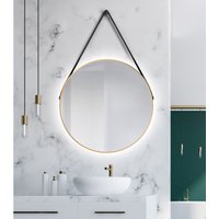 Gold Light Spiegel rund � 80 cm � runder Wandspiegel in gold- Wandspiegel mit led - Badspiegel rund mit hochwertigen Aluminiumrahmen von TALOS