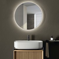 Led Badspiegel Rund cesa Shine in matt Schwarz Ø60 cm - umlaufendes hinterleuchtetes Raumlicht in Neutralweiß - feuchtraumgeeignet durch von TALOS