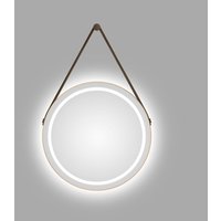 Talos - led Badspiegel Rund corvia Shine in matt Gold Ø50 cm - Spiegel rund mit hochwertigem Band in Lederoptik - feuchtraumgeeignet durch von TALOS