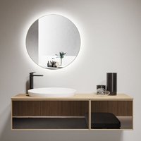 Led Badspiegel Rund verona Shine in matt Gold Ø50 cm - Spiegel mit Hand Wave Sensor Funktion - feuchtraumgeeignet durch Aluminiumrahmen - Talos von TALOS