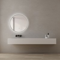 Led Badspiegel Rund verona Shine in matt schwarz Ø50 cm - Spiegel mit Hand Wave Sensor Funktion - feuchtraumgeeignet durch Aluminiumrahmen - Talos von TALOS