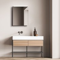 Talos - Mirage Badspiegel 50 x 60 cm - mit Steckdose - Badezimmerspiegel - led Beleuchtung in neutralweiß -Spiegelschrank - silber von TALOS