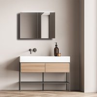 Talos - Mirage Badspiegel 70 x 50 cm - Badezimmerspiegel mit led Beleuchtung in neutralwei� -Spiegelschrank - silber von TALOS