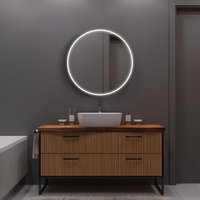 Spiegelschrank mit Beleuchtung Talos Mira Ø60 cm - Spiegelschrank Bad mit 2 Ablageflächen - Aluminium - Rückwand verspiegelt von TALOS