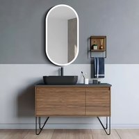 Spiegelschrank mit Beleuchtung Talos Oval Vento 45x80 cm schwarz - Spiegelschrank Bad mit 2 Ablageflächen - Aluminium - Rückwand verspiegelt von TALOS