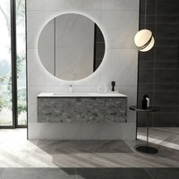 Spiegelschrank mit Beleuchtung Talos Silver Picasso Style Ø80 cm - Spiegelschrank bad mit 2 Ablageflächen - Aluminium - Rückwand verspiegelt von TALOS