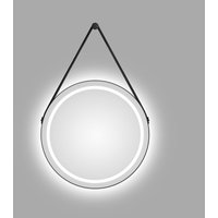 TALOS LED Badspiegel Rund CORVIA Shine in matt Schwarz Ø50 cm - Spiegel rund mit hochwertigem Band in Lederoptik - feuchtraumgeeignet durch von TALOS