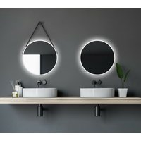 White Light Spiegel rund � 50 cm � runder Wandspiegel in matt wei� - Wandspiegel mit led - Badspiegel rund mit hochwertigen Aluminiumrahmen von TALOS