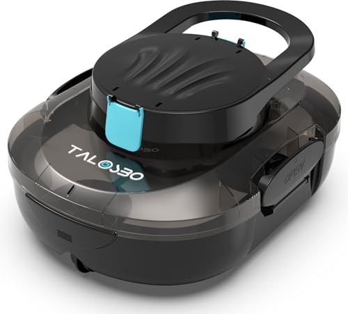 TALOSBO Pleco S1 Poolroboter, 80 Min Automatische Reinigung, Dual Motoren Poolreiniger Selbsteinparkfunktion mit 2,5 Stunden Ladezeit Poolsauger Akku für Flache Böden Pools von TALOSBO