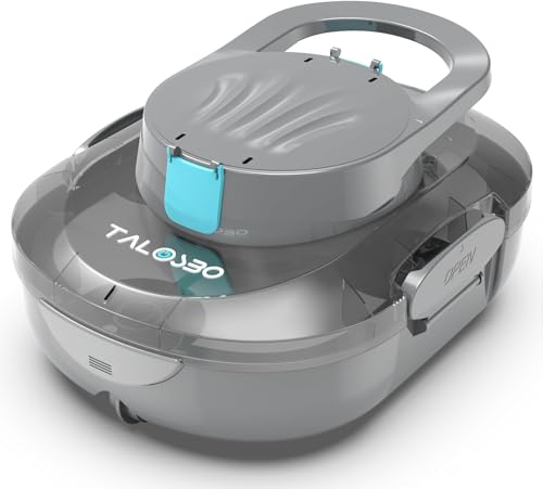 TALOSBO Pleco S1 Poolroboter, 80 Min Automatische Reinigung, Dual Motoren Poolreiniger Selbsteinparkfunktion mit 2,5 Stunden Ladezeit Poolsauger Akku für Flache Böden Pools von TALOSBO