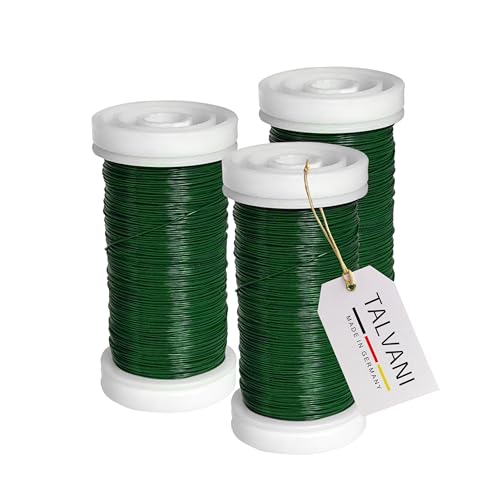TALVANI Blumendraht Grün, 100m x 0,35mm, Bindedraht für Garten, Floristik und DIY-Projekte, Stabil und Flexibel - 3 Stück Myrthendraht von Talvani