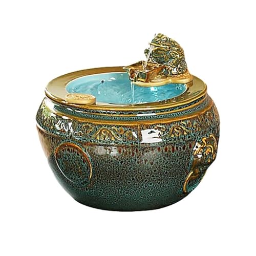 Desktop-Brunnen, Keramik-Tisch-Entspannungsbrunnen mit fließendem Wasserrad und Glücksdekor von TALWHAH
