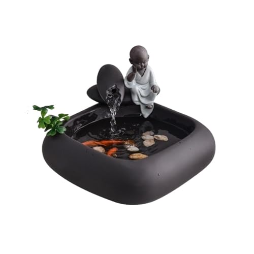 Desktop-Brunnen, Kreative fließendes Wasser zieht Reichtum Ornamente Home Keramik kleine Brunnen Büro Desktop(Black) von TALWHAH