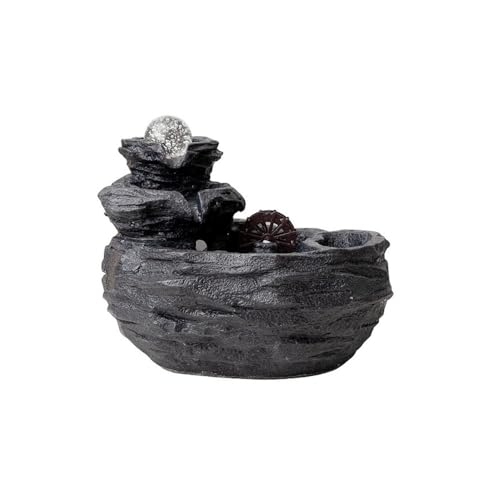 Desktop-Brunnen, Streaming-Ornamente zirkulierendes Wasser Wohnzimmer Büro Reichtum Desktop Wigwam Brunnen(Black) von TALWHAH