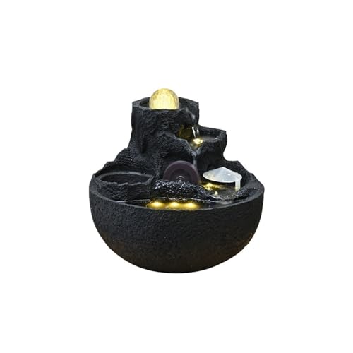 Desktop-Brunnen, Streaming-Ornamente zirkulierendes Wasser Wohnzimmer Büro Reichtum Desktop Wigwam Brunnen(Black) von TALWHAH
