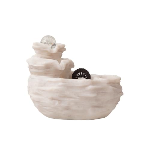 Desktop-Brunnen, Streaming-Ornamente zirkulierendes Wasser Wohnzimmer Büro Reichtum Desktop Wigwam Brunnen(White) von TALWHAH