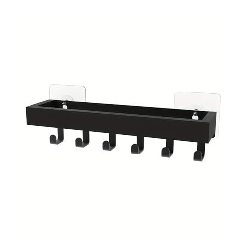 TALWHAH Wandgarderobe, Heimdekoration, Schlüsselaufhänger, Wandmontage, Aufbewahrungsregal, schwimmendes Holzregal, Pflanzenhalter, Dusch-Caddy, Kosmetik-Organisationshalter(Black) von TALWHAH