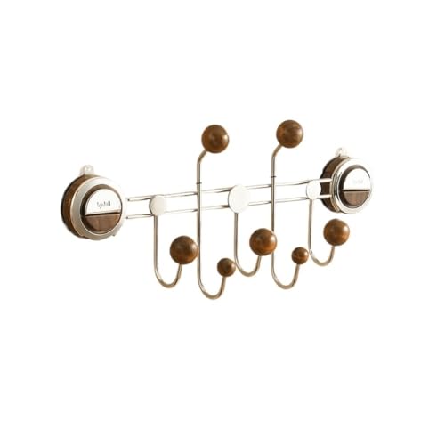 Wandgarderobe, Haken mit Saugnapf ohne Türlöcher, Wandgarderobe zur Aufbewahrung an der Schlafzimmer-/Eingangstür(Dark brown) von TALWHAH