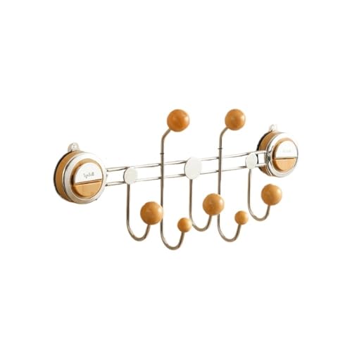 Wandgarderobe, Haken mit Saugnapf ohne Türlöcher, Wandgarderobe zur Aufbewahrung an der Schlafzimmer-/Eingangstür(Light brown) von TALWHAH