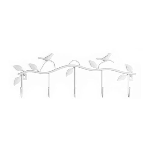 Wandgarderobe, Iron Crafts, Blechaufhänger, Vogelhaken zur Wandmontage, Kleiderbügel, Regal, Balkon, Schwarz, Weiß, Bronze, 5 Haken(White) von TALWHAH