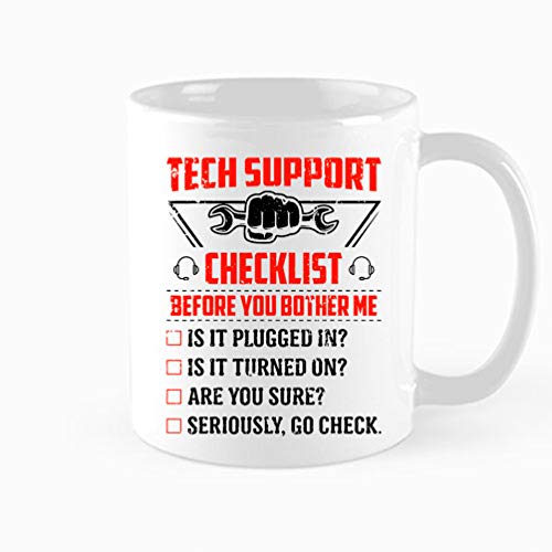 AOLDHYY AOLDHYY TAMDG GIFET Funny Tech Support Checklist Helpdesk Hotline Kaffee & Tee Geschenk Tasse Geschenke für Männer & Frauen Technischer Support Ingenieur Computer Helpdesk Weihnachtsgeschenke von TAMDG GIFET