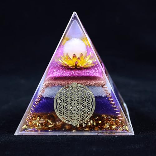 7 Chakra Orgonite Pyramide Blume des Lebens Pyramide, EMF Schutz Heilung Kristalle und Steine Meditation Chakra Kristalle (extra groß 8 cm / 3.15 '') von TAMHOPE