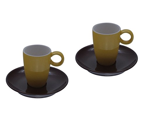 Espressotasse in Vereinsfarben gelb/braun Set von TAMLED