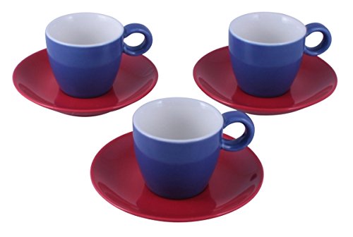 Espressotasse mit Untertasse 0,1 Liter blau/rot Set von TAMLED