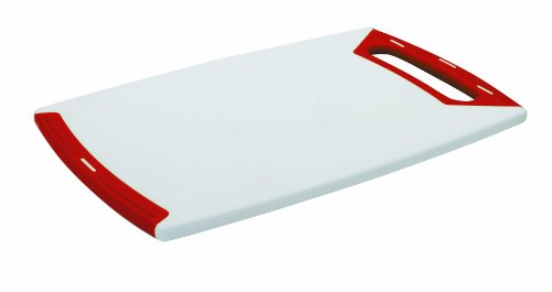 Schneidebrett 36 x 22 x 1 cm Kunststoff weiß/rot von TAMLED
