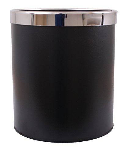TAMLED Papierkorb Metall schwarz lackiert mit abnehmbarem Edelstahlring von TAMLED