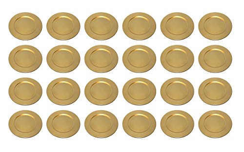 TAMLED 24 x Platzteller used look Dekoteller Ø 33 cm gold für Event Hochzeit Geburtstag Party Catering Familienfeier Deko Silvester Weihnachten Ostern in wiederverwendbarem Kunststoff von TAMLED