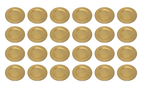 TAMLED 24 x Platzteller used look Dekoteller Ø 33 cm gold für Event Hochzeit Geburtstag Party Catering Familienfeier Deko Silvester Weihnachten Ostern in wiederverwendbarem Kunststoff von TAMLED