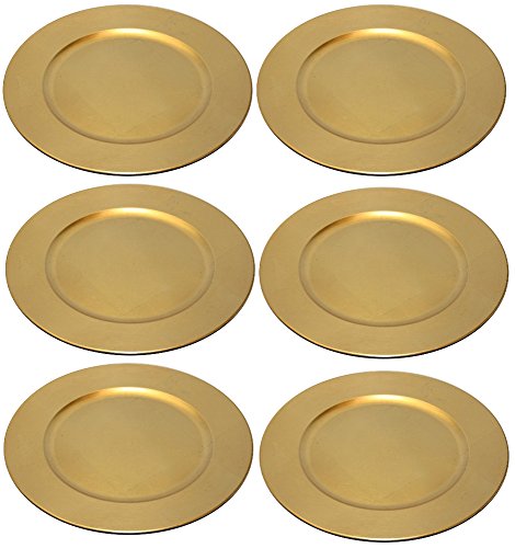 TAMLED 6 x Platzteller used look Dekoteller Ø 33 cm gold für Event Hochzeit Geburtstag Party Catering Familienfeier Deko Silvester Weihnachten Ostern in wiederverwendbarem Kunststoff von TAMLED