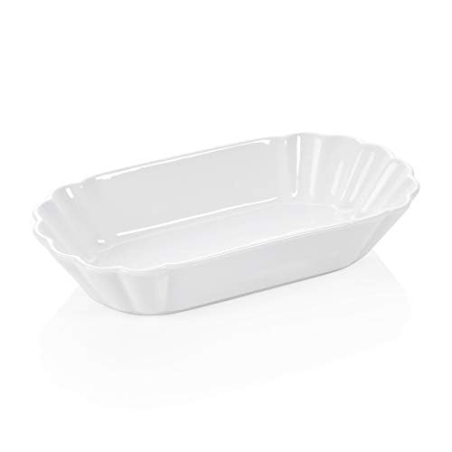 TAMLED Pommesschale Porzellan weiß Currywurst Würstchenteller Servierteller Frites Beilagen Schälchen 24,5x12,5x5 cm von TAMLED