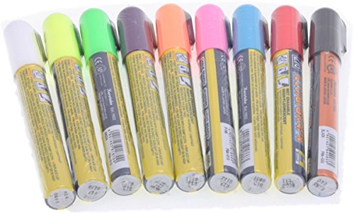 TAMLED SET Kreidemarker 15 mm Set mit 9 Farben - weiß schwarz - blau - gelb - grün - orange - pink - rot - lila - Neonfarben, fluoreszierend TAMLED SET Kreidemarker 15 mm Set mit 9 Farben - weiß schwarz - blau - gelb - grün - orange - pink - rot - lila - Neonfarben, fluoreszierend von TAMLED