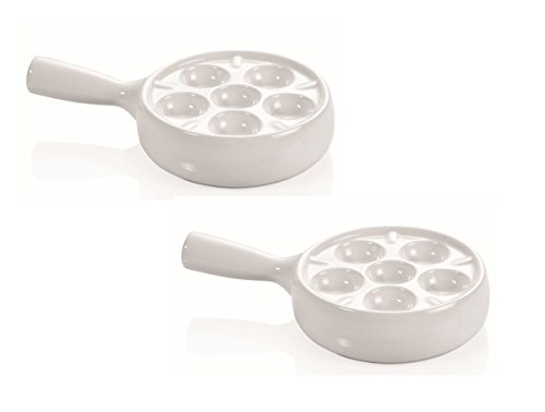 TAMLED Schneckenpfanne, escargot pan weiß mit Stielgriff 2er Set von TAMLED