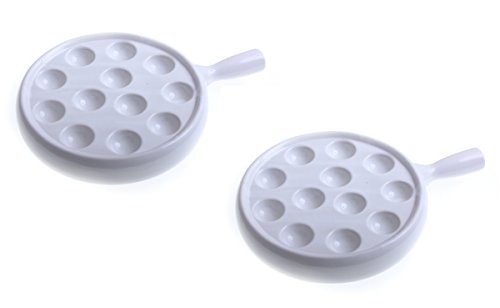 TAMLED Schneckenpfanne mit Handgriff 12 Augen - 2 Stück Porzellan Escargot pan von TAMLED