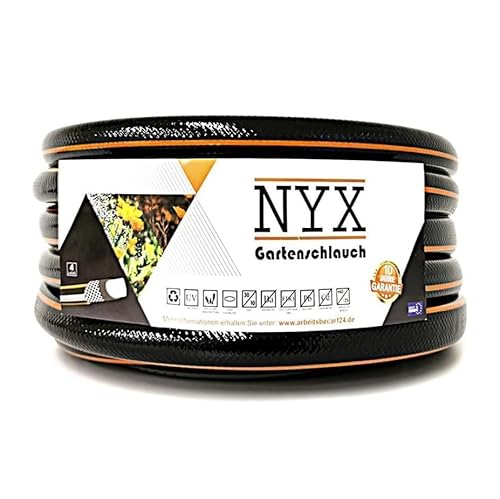Gartenschlauch 3/4" NYX Premium 10 Jahre Garantie 4 lagig Wasserschlauch Bewässerungsschlauch schwarz/orange (50) von TAMS