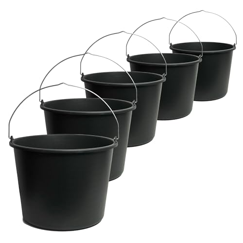 TAMS® Baueimer 5/12/20L Mörteleimer & Zementeimer aus robustem Kunststoff Stabiler Wassereimer für Garten, Baustelle & Landwirtschaft (wählbar als 5er, 10er oder 20er Packung) (5, 12 Liter) von TAMS