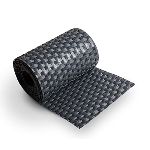 TAMS® Premium Sichtschutzstreifen PE Rattan 255 cm x 19 cm Sichtschutz Rattanschutz Rattan Rolle Zaunblende Stabmattenzaun Dunkelbraun Grau Hellgrau (Grau) von TAMS