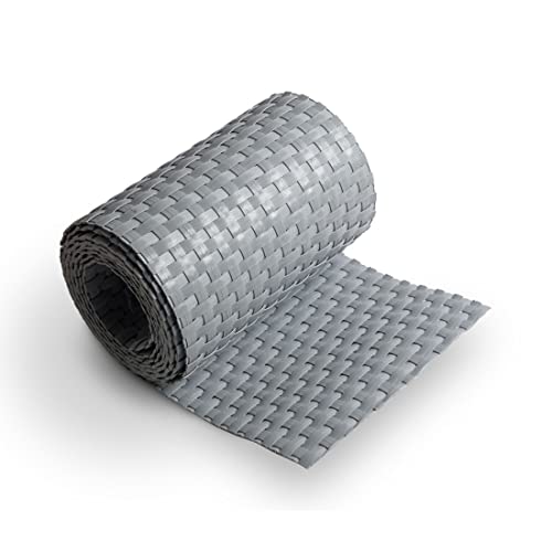 TAMS® Premium Sichtschutzstreifen PE Rattan 255 cm x 19 cm Sichtschutz Rattanschutz Rattan Rolle Zaunblende Stabmattenzaun Dunkelbraun Grau Hellgrau (Hellgrau) von TAMS