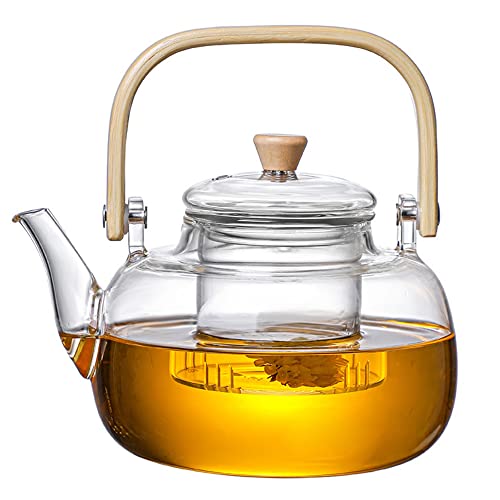 TAMUME 1000ml Hebegriff Glas-Teekanne mit Glassieb, Glas-Teekessel zum Aufbrühen von Tee von TAMUME