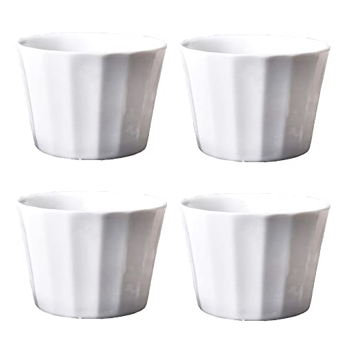 TAMUME 150ml Auflaufförmchen aus Weißem Porzellan zum Backen von Crème Brûlée, Set mit 4 Puddingschalen TAMUME 150ml Auflaufförmchen aus Weißem Porzellan zum Backen von Crème Brûlée, Set mit 4 Puddingschalen von TAMUME