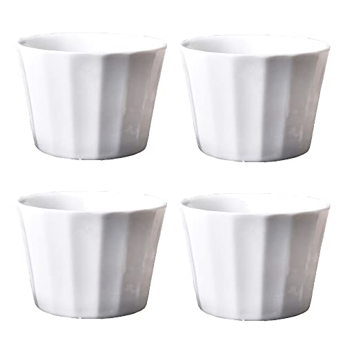 TAMUME 150ml Auflaufförmchen aus Weißem Porzellan zum Backen von Crème Brûlée, Set mit 4 Puddingschalen von TAMUME