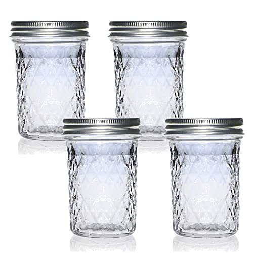 TAMUME Klarglasglas Set mit luftdichtem Schraubdeckel, Weithals-Einmachglas, Sauce und Marmeladenglas 4er-Set, 250ml von TAMUME