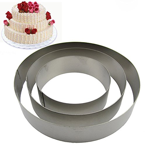 TAMUME Edelstahl Kreis Kuchen Zinn Satz von 3 für Schicht Kuchen Form (Kreis) von TAMUME