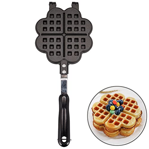 TAMUME Stovetop Waffeleisen für Herzwaffeln Gussaluminium Waffeleisen Belgische Herz Waffel Hersteller -4 Herz-geformt Scheibe von TAMUME