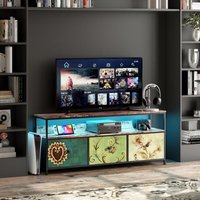 108 cm TV-Schrank – mit 3 Schubladen aus braunem Stoff, moderner TV-Schrank mit LED-Beleuchtung, Eisenstruktur, höhenverstellbare Füße, moderner 108 cm TV-Schrank – mit 3 Schubladen aus braunem Stoff, moderner TV-Schrank mit LED-Beleuchtung, Eisenstruktur, höhenverstellbare Füße, moderner von TANANT